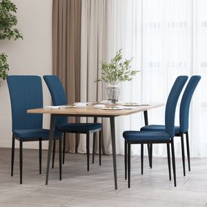 The Living Store Eetkamerstoelen - Blauw Fluweel - Ergonomisch ontworpen en comfortabel - Stevig en stabiel frame -