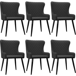 The Living Store Eetkamerstoelen - 6 stuks - Zwart - 60x55x84cm - Stoffen bekleding