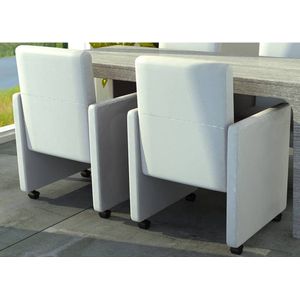 The Living Store Eetkamerstoelen - Wit - 58.5 x 65 x 88 cm - 2 stuks