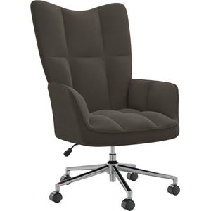 The Living Store Relaxstoel Bureaustoel - Donkergrijs - 61.5 x 69 x (94.5 - 102) cm - Fluweel en staal