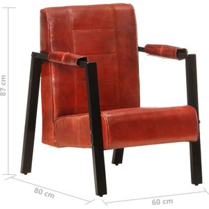 The Living Store Fauteuil Vintage - echt geitenleer - 60x80x87 cm - donkerbruin