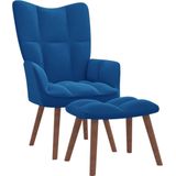 The Living Store Relaxstoel Elegance - Stoelen - 61.5x69x95.5 cm - Blauw - Fluweel