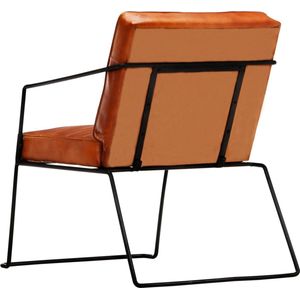 The Living Store Fauteuil Echt Leer Industrieel - 52 x 70 x 71 cm - Tan/Zwart