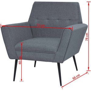 The Living Store Fauteuil Houten Frame - Lichtgrijs - 72 x 66 x 78 cm - Polyester