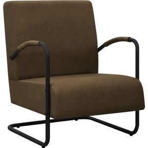 The Living Store Relaxfauteuil - - Fauteuils - 64.5 x 77 x 84 cm - Donkerbruin/Zwart - Polyester en Gepoedercoat