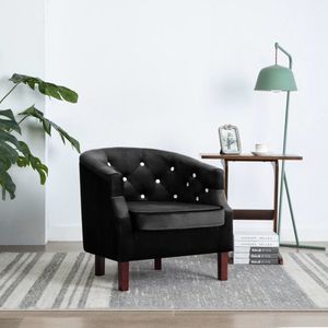 The Living Store Elegante fauteuil Fluwelen bekleding - 65 x 64 x 65 cm - zwart