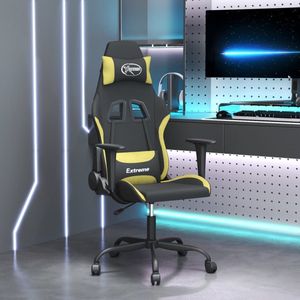 The Living Store - Gaming-Stuhl mit Massagefunktion Schwarz und Hellgrün Stoff - Gaming Stuhl - Gamer Chair - Bürostuhll - Schreibtischstuhl