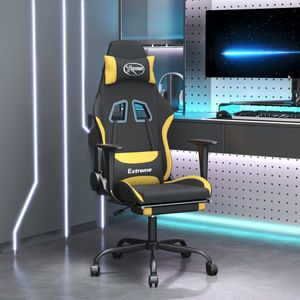The Living Store Gamestoel - Black/Yellow - 66x58x(120-130) cm - Adjustable Backrest - Footrest