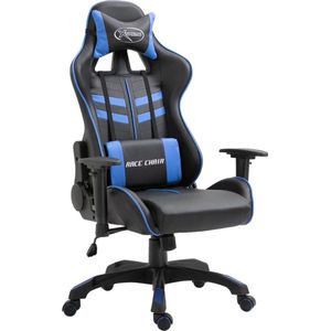 The Living Store Gamestoel kunstleer blauw - Gamingstoel - Bureaustoel - Ergonomische Stoel - Pc Stoel - Gamer Chair