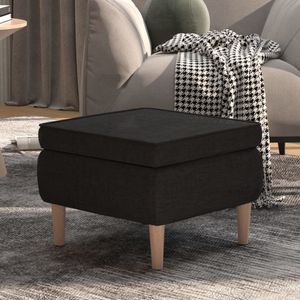 The Living Store - Hocker mit Holzbeinen Schwarz Stoff - Klappstühle & Hocker - Schwarz