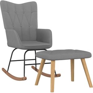 The Living Store Schommelfauteuil Relaxstoel - Donkergrijs - 61 x 78 x 98 cm - Inclusief Voetenbank