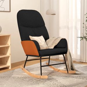vidaXL Lounge Chair - Schommelstoel - Schommelstoel stof zwart - Tuinmeubel - Buitenmeubel - Zwarte Stoel