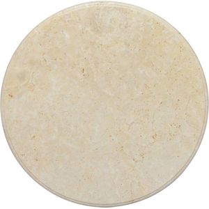 The Living Store Marmeren tafelblad - Ø60 x 2.5 cm - crème - Stevig - eenvoudig te reinigen - Geen kleurverschillen - Vervangend tafelblad