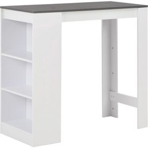 The Living Store Bartafel Urban - wit met grijs - 110 x 50 x 103 cm - Met 3 schappen