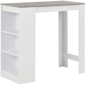 The Living Store Bartafel Hout - Wit/Beton - 110x50x103 cm - 3 schappen