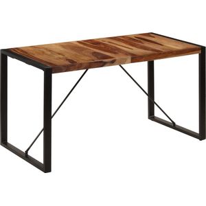 The Living Store - Industriële houten eettafel - 140 x 70 x 75 cm - Bruin/Zwart