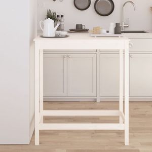 The Living Store Bartafel 100x50x110 cm massief grenenhout wit - Bartafel - Houten Bartafel - Grenenhouten Bartafel - Witte Bartafel - Hoge Tafel