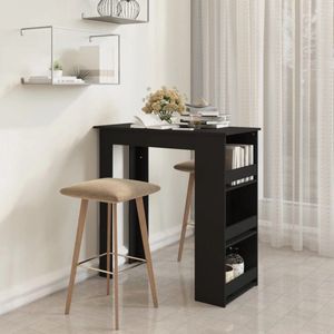 The Living Store Bartafel met opbergrek 102x50x103,5 cm bewerkt hout zwart - Bartafel - Industriële Bartafel - Houten Bartafel - Zwarte Bartafel - Salontafel