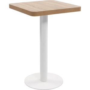 The Living Store Bistrotafel - MDF met houtnerfpatroon - Staal - 50 x 50 x 75 cm - Lichtbruin en wit - Eenvoudig in elkaar te zetten