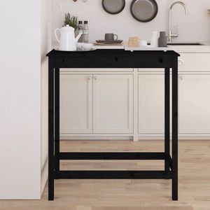 The Living Store Bartisch Schwarz 100x50x110 cm Massivholz Kiefer - Esstisch - Holzt Tisch - Kiefernholztisch - Schwarz - Bartisch