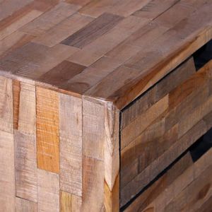 Nachttisch mit 2 Schubladen Altholz Teak - Nachttisch - Holzmöbel - Vintage Tisch - Retro Möbel - Beistelltisch - The Living Store