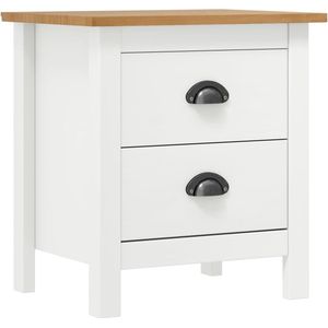 The Living Store Nachttisch Hill Weiß 46x35x49,5 cm Massivholz Kiefer - Nachttisch - Massivholzmöbel - Kiefernholz - Weißer Nachttisch - Sideboard
