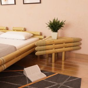 The Living Store Nachtkastjes - Naturel bamboe - 60 x 60 x 40 cm - Modulair