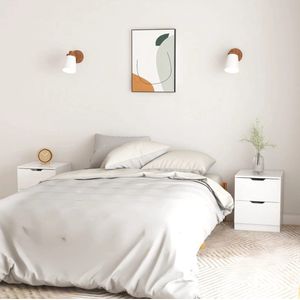 The Living Store Nachtkastje - Moderne Charme - Bijzettafel - 40x40x50 cm - Hoogglans Wit