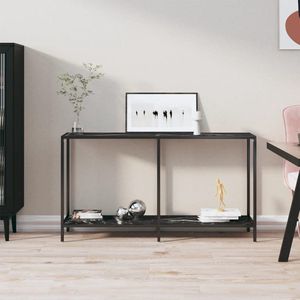 The Living Store Wandtafel 140x35x75,5 cm gehard glas zwart - Wandtafel - Bijzettafel - Salontafel - Sidetable - Zwarte Tafel