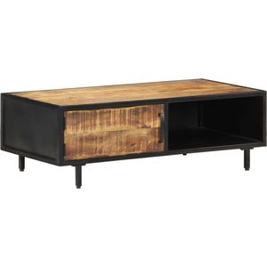 The Living Store Salontafel Industriële Stijl - 105 x 50 x 35 cm - Ruw mangohout en gepoedercoat staal