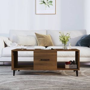 The Living Store Salontafel - Bruineiken - 102 x 50 x 40 cm - Bewerkt hout en ijzer