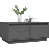 The Living Store Houten Salontafel - Massief Grenenhout - 80x50x35 cm - Met 2 lades - Grijs