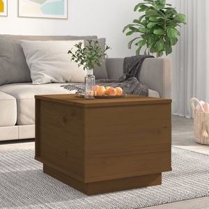 The Living Store Salontafel 40x50x35 cm massief grenenhout honingbruin - Houten Salontafel - Salontafel Met Lade - Hout Tafellamp - Ronde Salontafel - Rechthoekige Salontafel