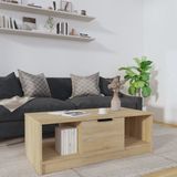 The Living Store Salontafel - Sonoma eiken - Bewerkt hout - 102 x 50 x 36 cm - Extra opbergruimte