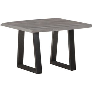 The Living Store Industriële Tafel - Massief Acaciahout/IJzer - Grijs - 60x60x40cm