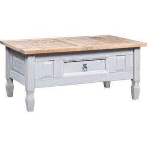 The Living Store Corona Salontafel - Hout - 100x60x45cm - Grijs lichaam en bruin blad