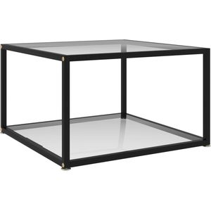 The Living Store Salontafel - Transparant Gehard Glas - 60 x 60 x 35 cm - 2 laags