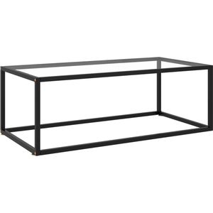 The Living Store Salontafel - Gehard glas en gepoedercoat staal - 100 x 50 x 35 cm - Zwart en transparant