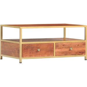 The Living Store Salontafel Hout - 90x50x40cm - Honingbruine afwerking