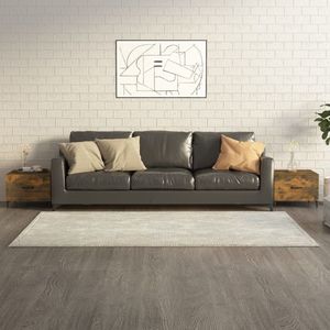 The Living Store Salontafels - Gerookt Eiken - Bewerkt hout en metaal - 50 x 50 x 40 cm - Industriële charme