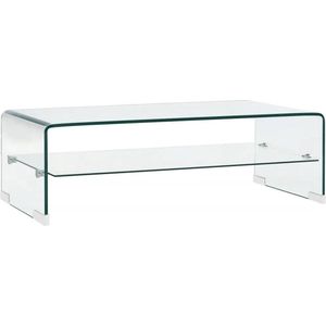 The Living Store Salontafel Glas - 98 x 45 x 31 cm - Transparant - Gehard veiligheidsglas