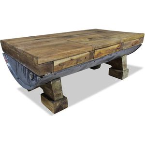 The Living Store Salontafel Retrostijl - Hout - 90x50x35cm - Handgemaakt