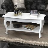 The Living Store Salontafel - Wit - 87.5 x 42 x 44 cm - Handgemaakt - Massief grenenhout