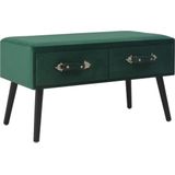 The Living Store Salontafel Fluweel Groen - 80x40x46 cm - 2 lades