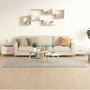 The Living Store Salontafel - Hoogglans wit - 50x50x40 cm - Bewerkt hout en massief eucalyptushout