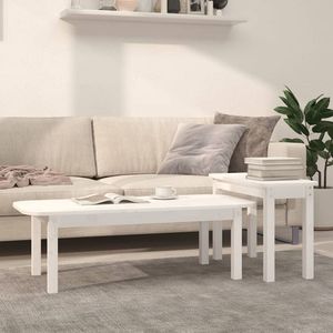 The Living Store - 2-tlg. Couchtisch-Set Weiß Massivholz Kiefer - Holz Couchtisch - Kiefernholzmöbel - Wohnzimmer Möbel - Couchtisch Set - Side Table