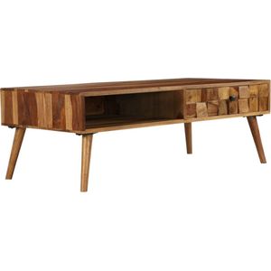 The Living Store Sheesham Salontafel - Vintage Charme - Massief Hout - Honingkleur - 110 x 50 x 37 cm