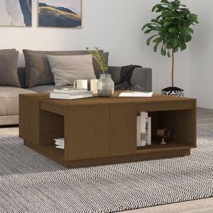 The Living Store Salontafel 100x101x40,5 cm massief grenenhout honingbruin - Salontafel - Hout - Grenenhout - Honingbruin - Meubilair