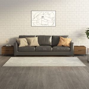The Living Store Banktafels Bruineiken - Salontafelset 50x50x40 cm - Industriële stijl - Bewerkt hout en metaal