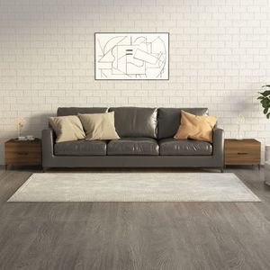 The Living Store Salontafels 2 st met metalen poten 50x50x40 cm bruin eikenkleur - Salontafel - Industriële Stijl - Bruine Eiken Kleur - Bewerkt Hout - Metalen Poten